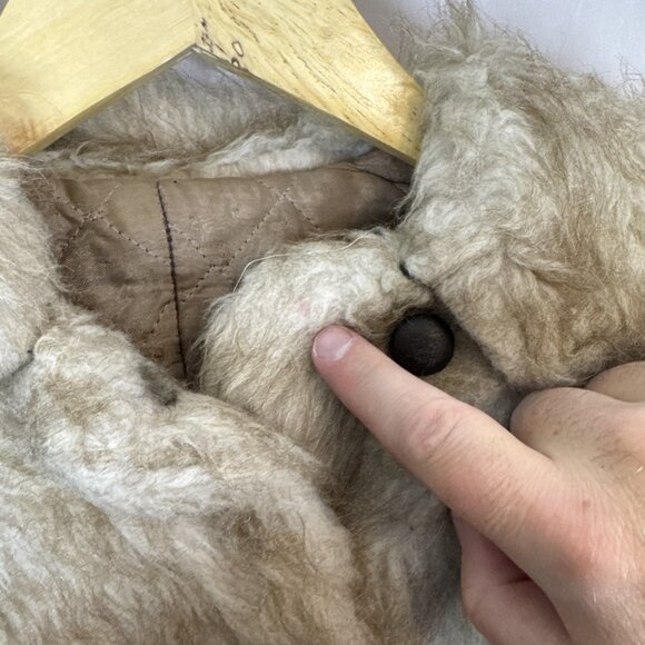 Vintage 70s Faux Fur Faux Leather Belted Hooded Coat Quilted Lining Women’s XS/S - Picture 6 of 9